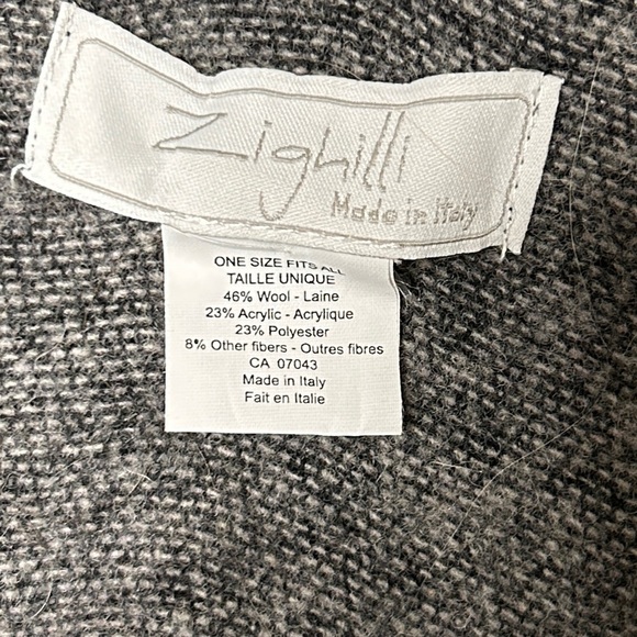 Zighilli Women’s One Size Black Fringe Shawl Wool Blend Made in Italy office - Picture 3 of 3